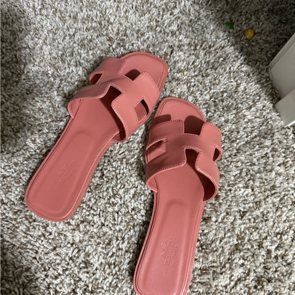 Hermes Pink Slide Sandals